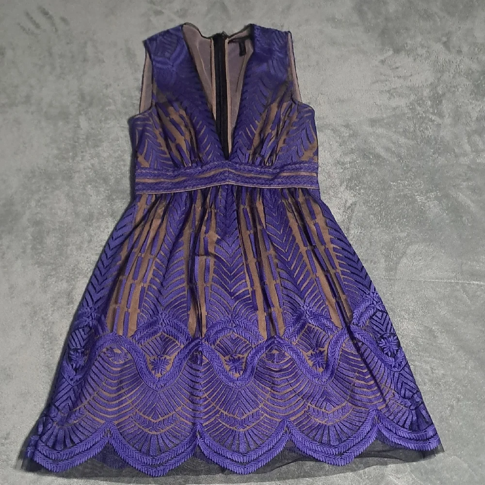 BCBGMaxAzria Navy Patterned Midi Dress - Picture 8 of 16